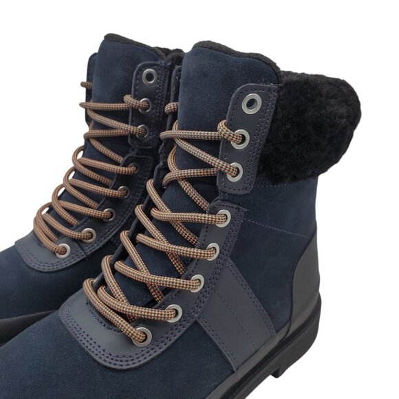 HUNTER Womens 'Commando' Black/Navy Suede Waterproof Boots Sz 7 Sheep Fur Lined‎ - Picture 6 of 14